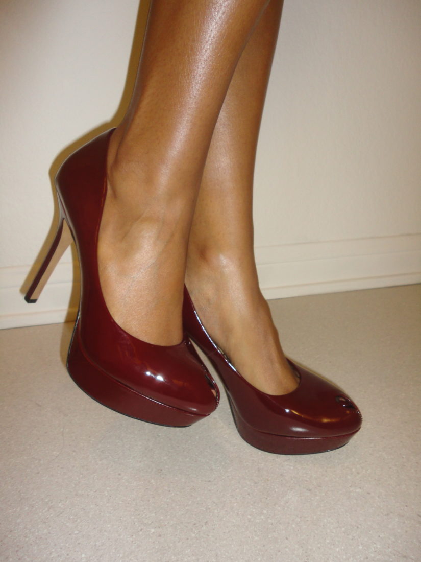 red peep toe heels