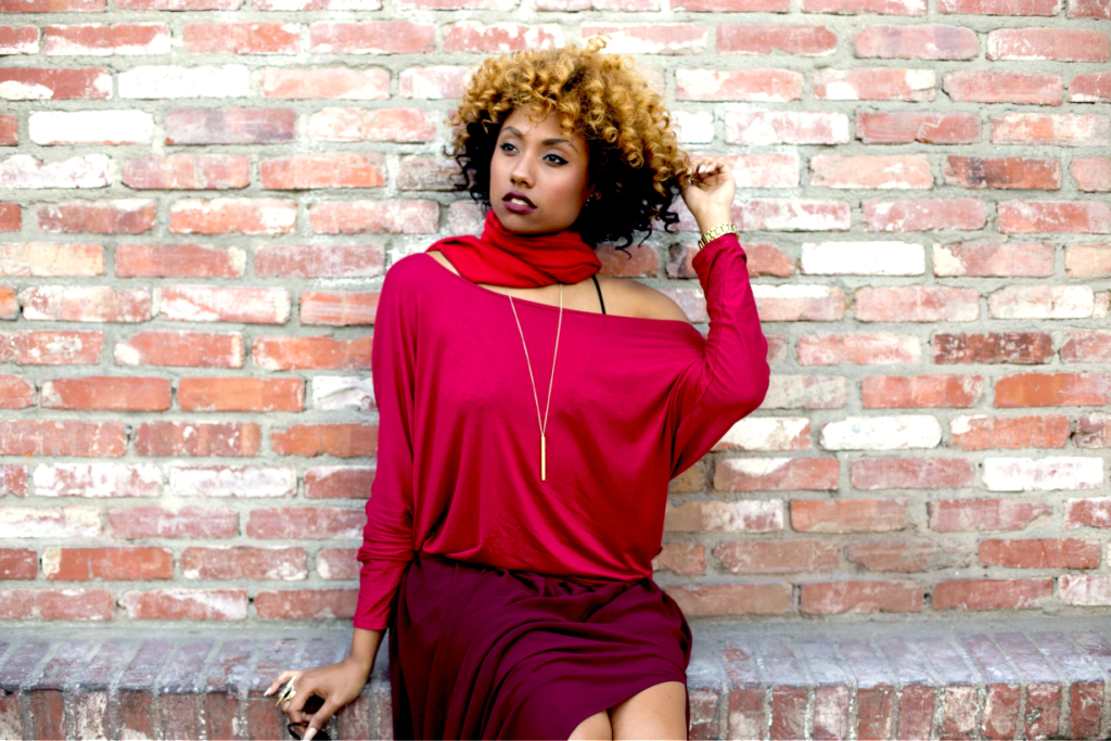 monochrome, red, all red outfit,maxi skirt, natural hair, clothes minded, live clothes minded