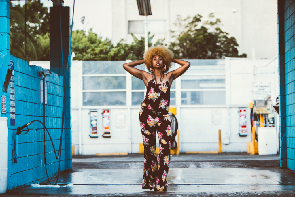 Foxy Cleopatra inspired outfit with floral jumpsuit