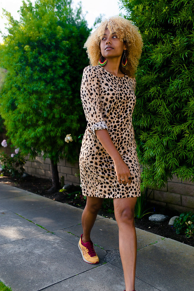 leopard dress with asics sneakers-re-wear-relax-roar