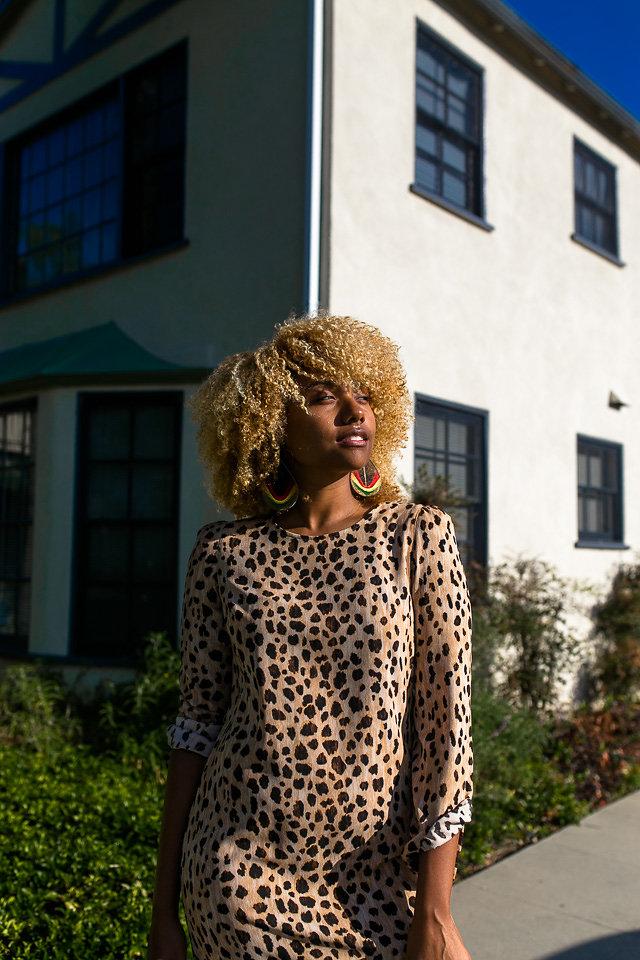 leopard dress with asics sneakers-liveclothesminded-natural hair