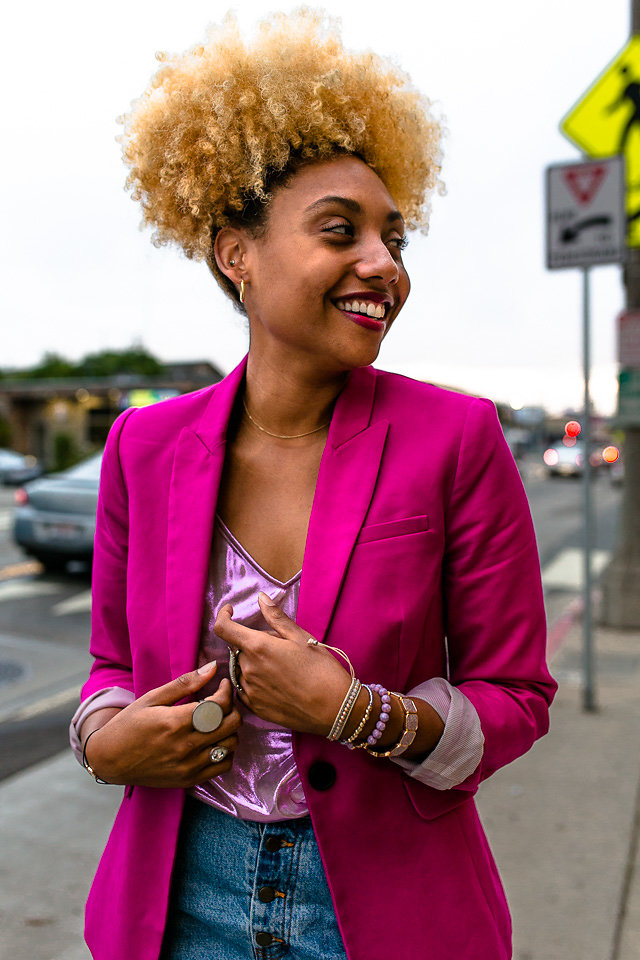 how to wear a pink blazer and how to buy a good blazer-hot pink