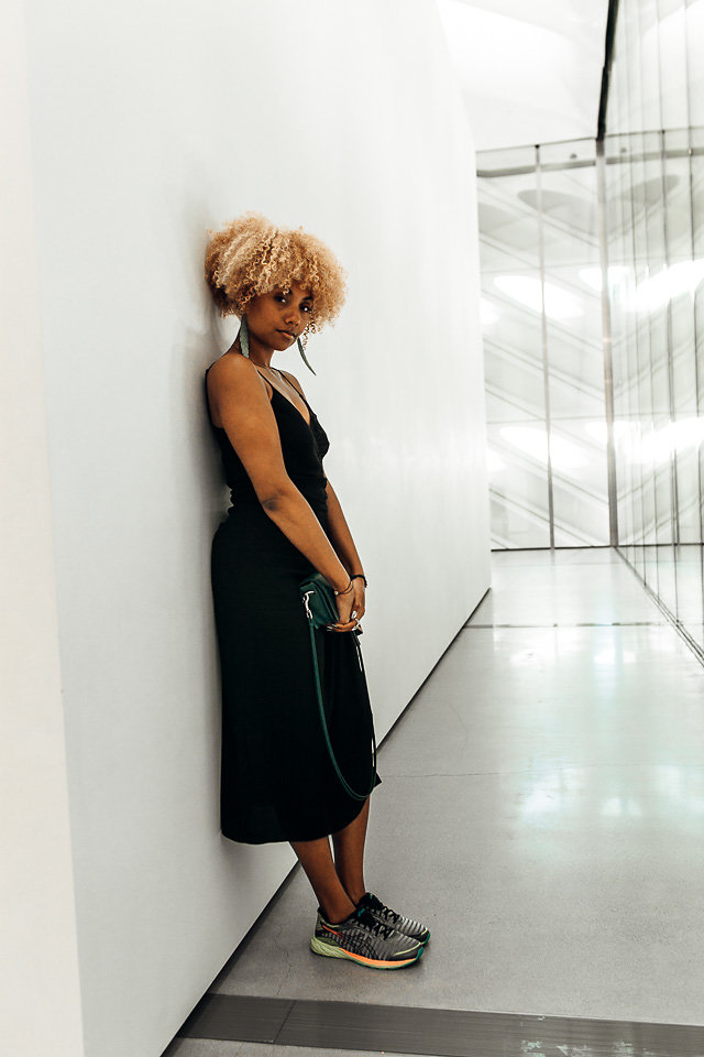 fit femme-dress with sneakers-The Broad LA Artwork