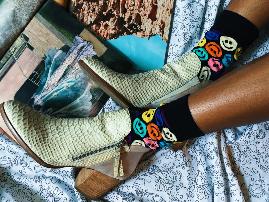 happy socks-colorful socks-snake skin booties-wear who you are-lcm
