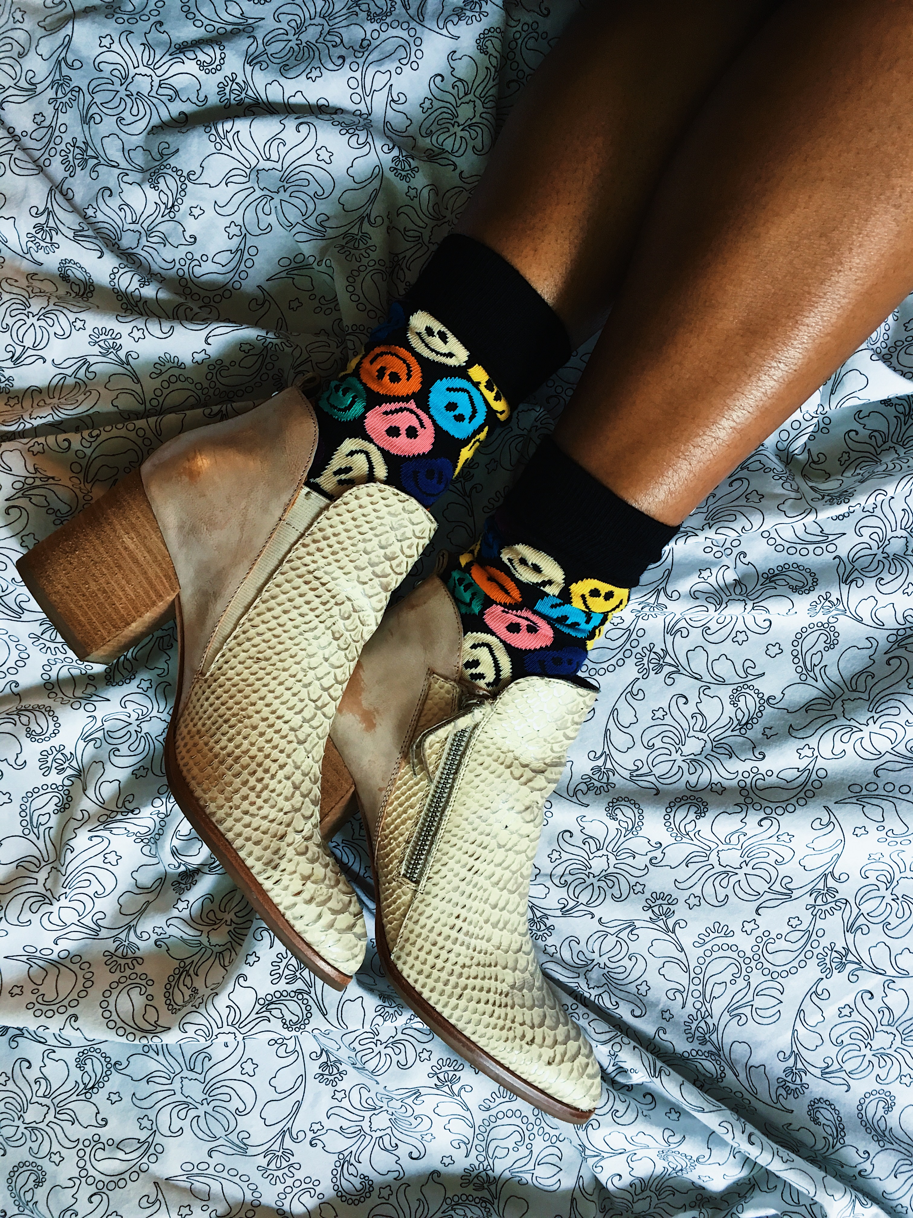 happy socks-colorful socks-snake skin booties-wear who you are-lcm