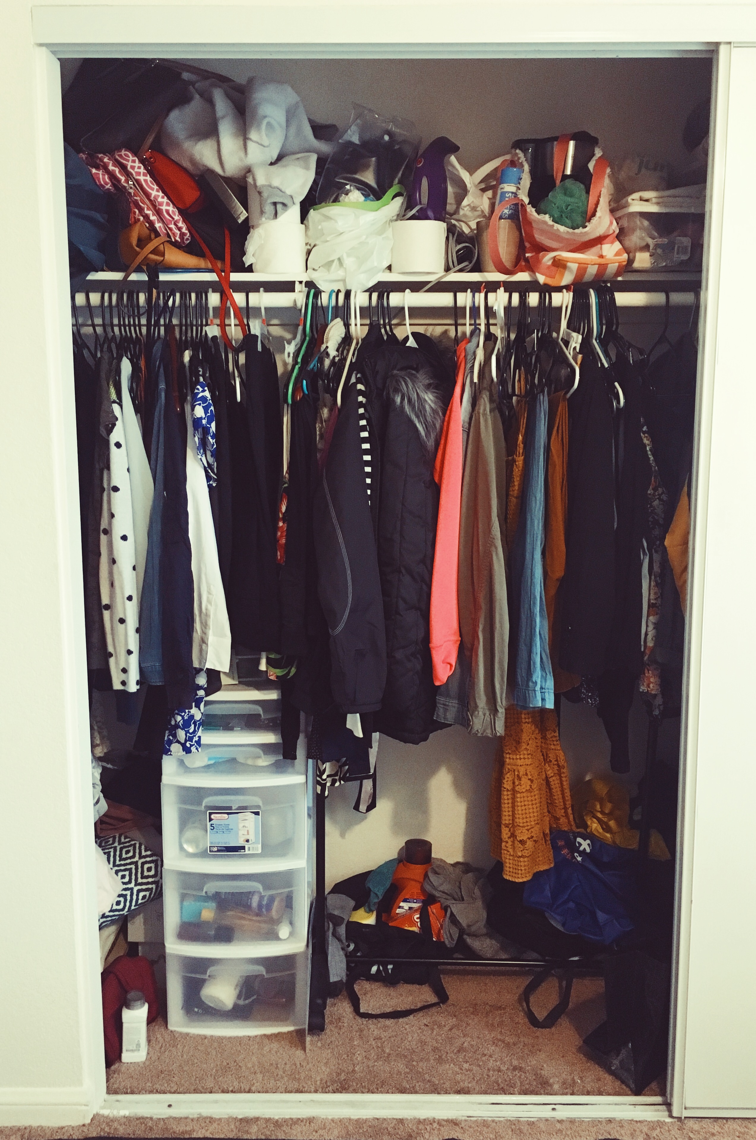 cluttered closet-closet organizing-remove non-wearable items from closet-wear who you are