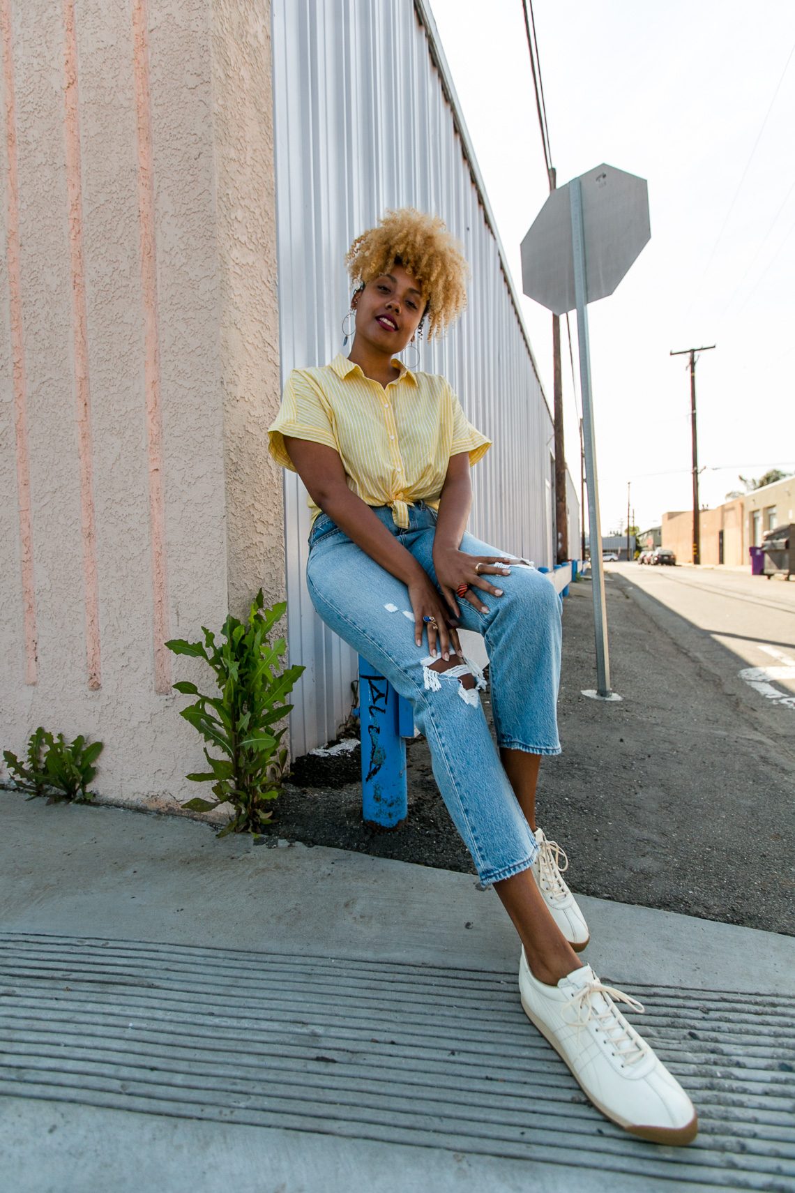 h&m-wear who you are-levis wedgie fit jeans-rsee-yellow blouse-summer outfit-look 1