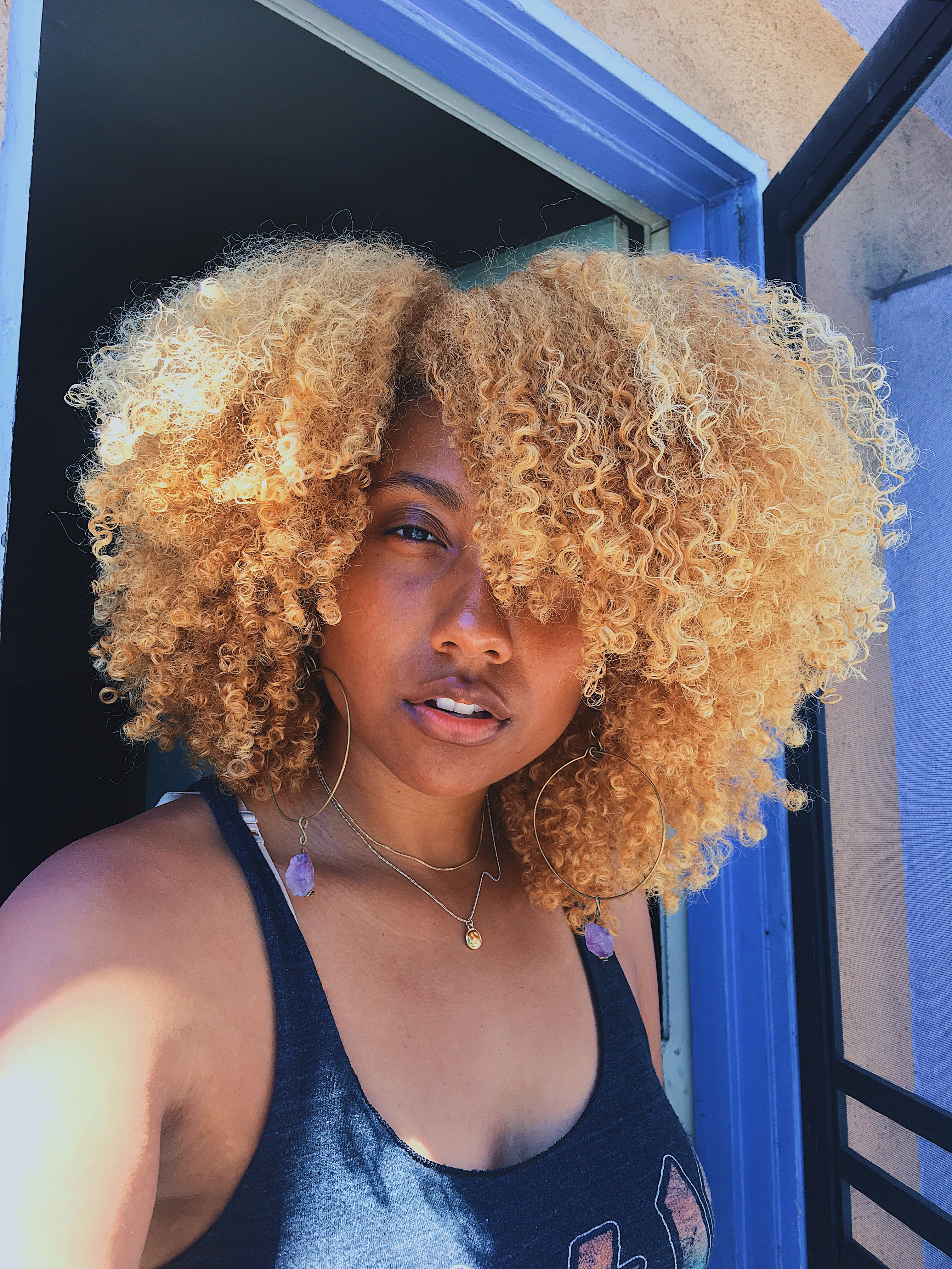 curly afro-blonde curls