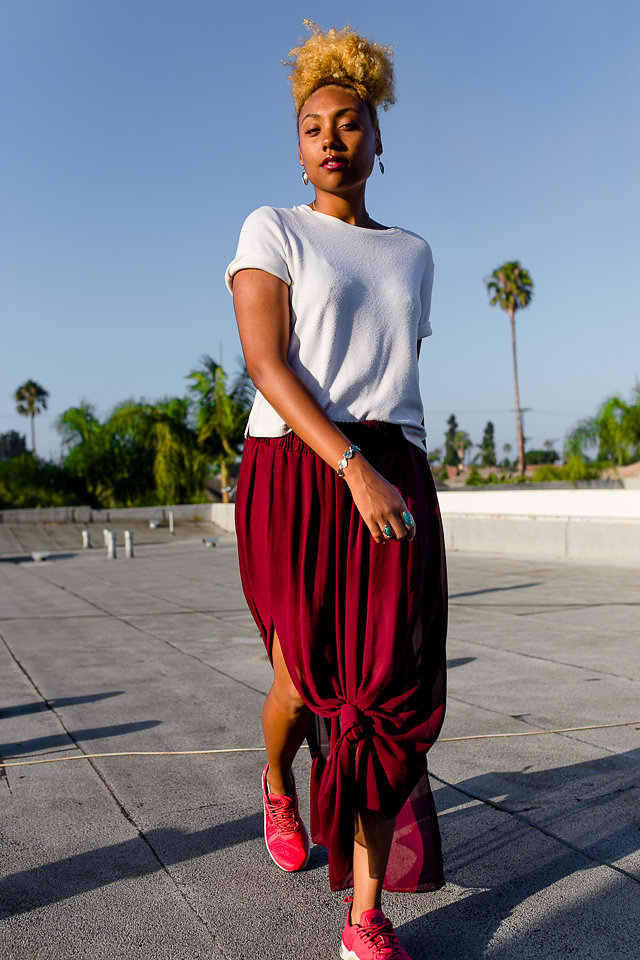 Skirt and hot sale sneakers outfit