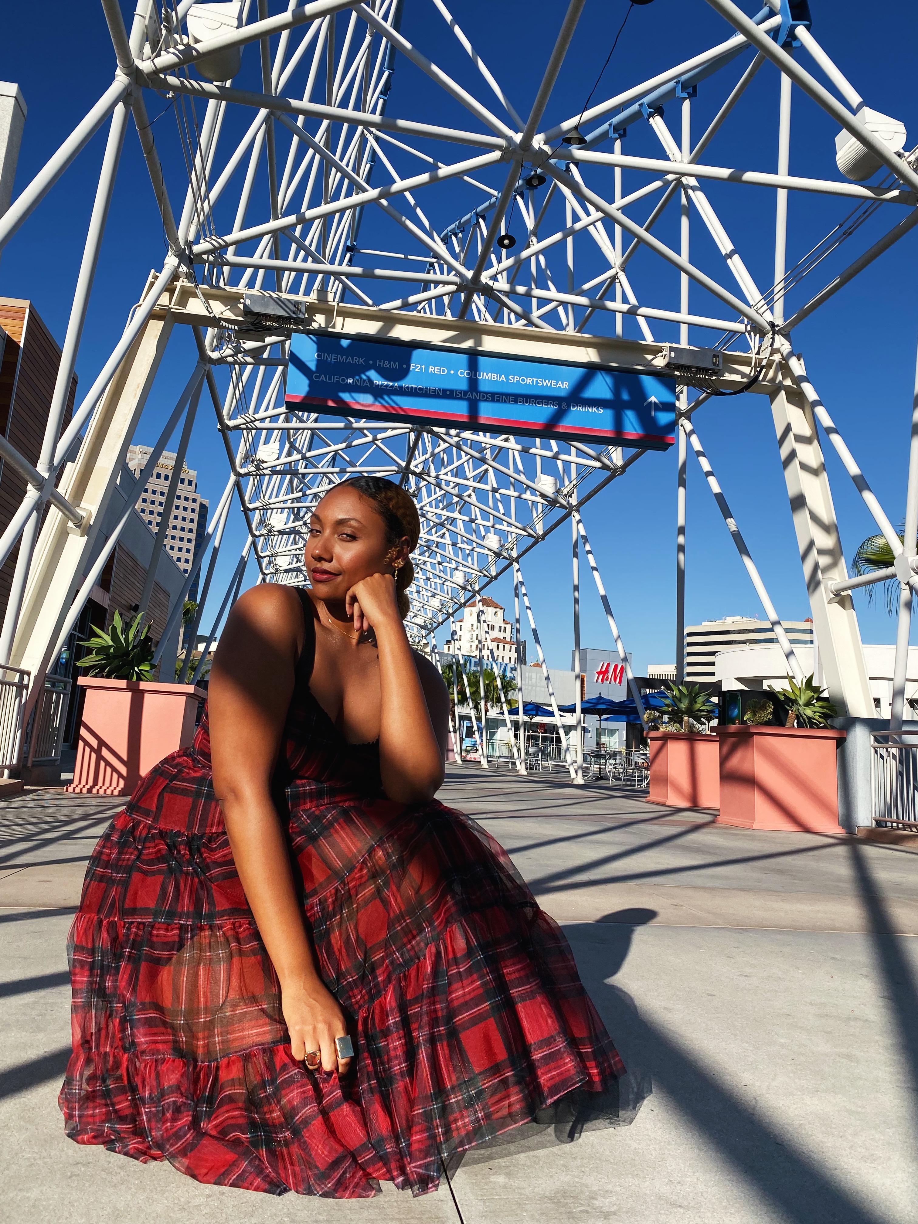 long beach-the pike-red plaid dress