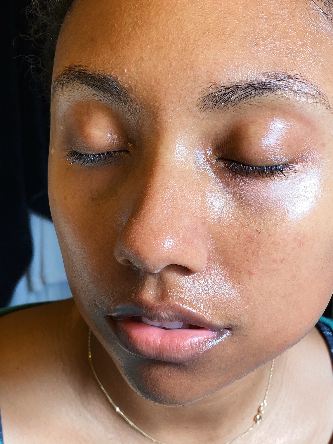 rinsed face-wet face-skin care routine