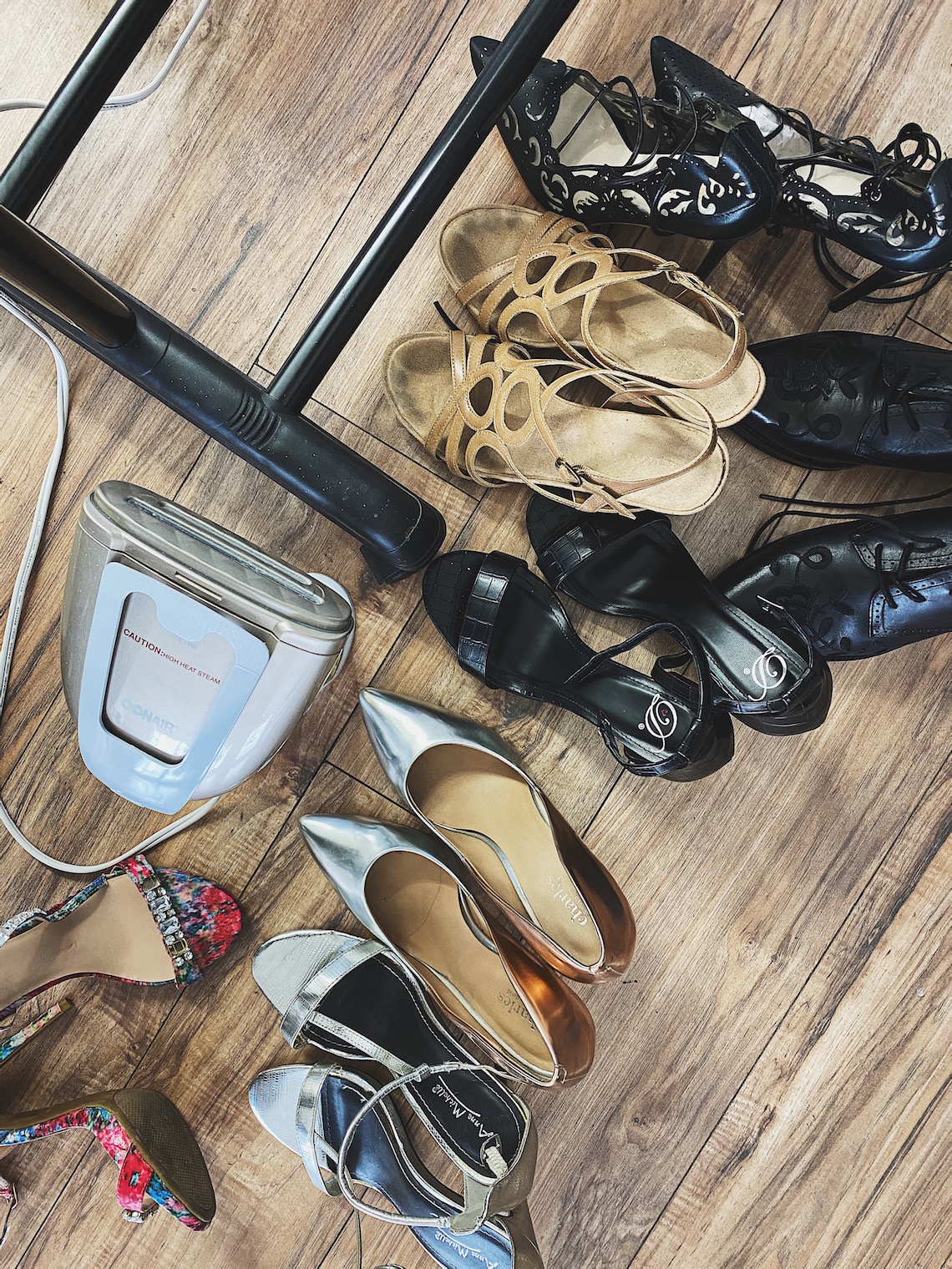 shoes-stylist-on set-steamer-wood floor-god grace